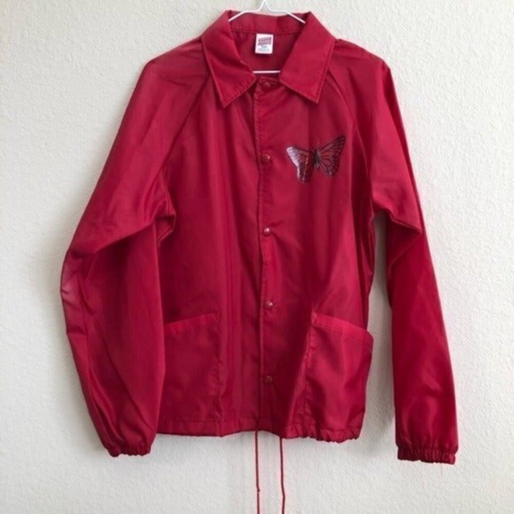 Soffe Jacket Windbreaker Red Butterfly Jacket NWOT